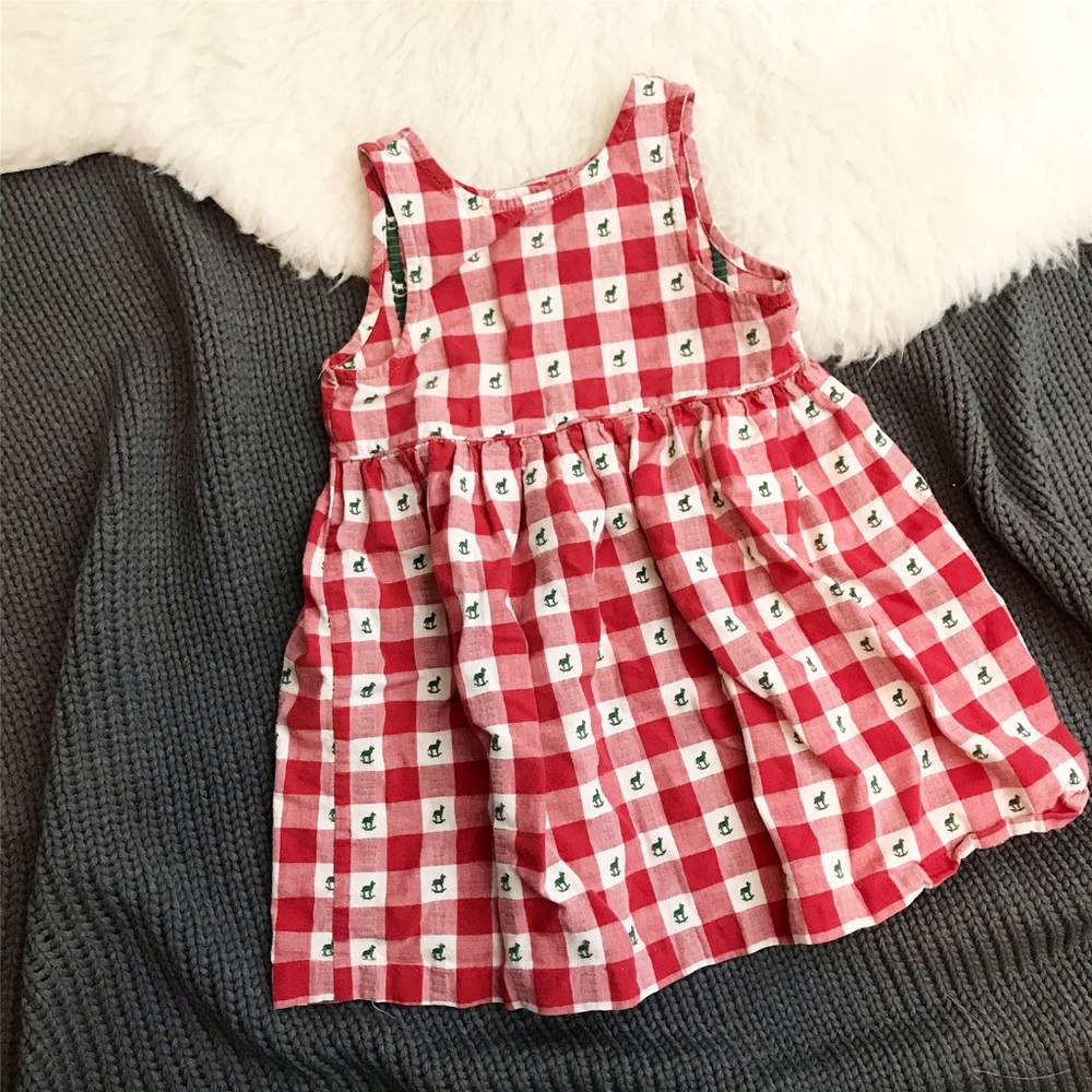 Unique Red Check Rocking Horse Embroidered Top